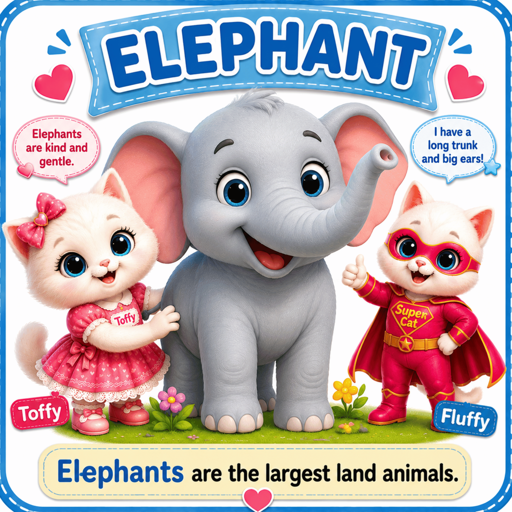 Elephant Flash Cards : Toffy & Fluffy