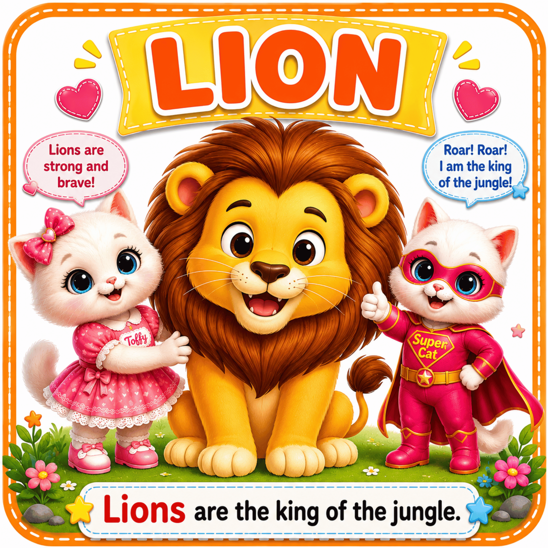 Lion Flash Card : Toffy & Fluffy