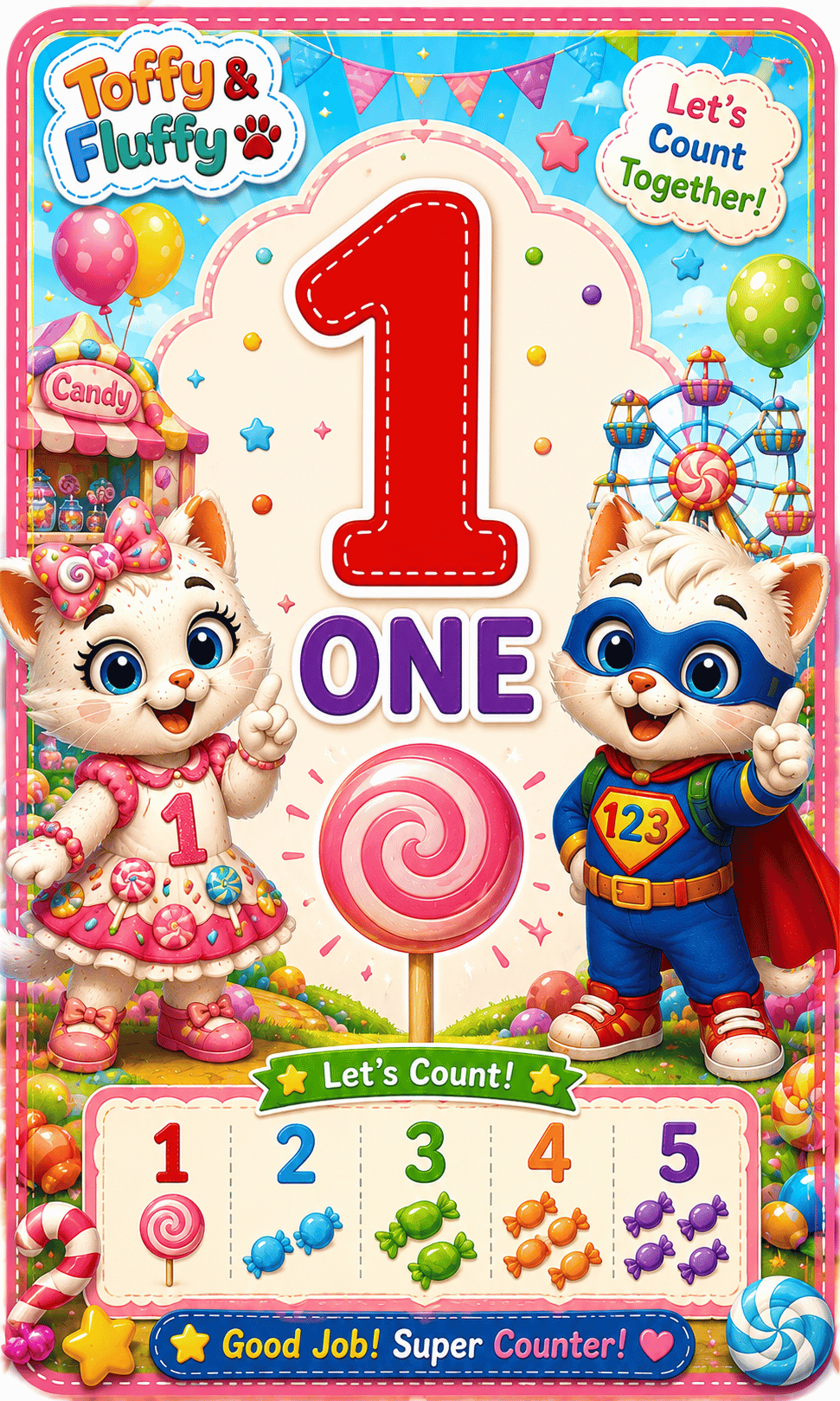 Number Flash Card – Toffy & Fluffy