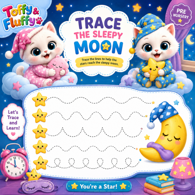 Trace the sleepy moon - Activity Sheet